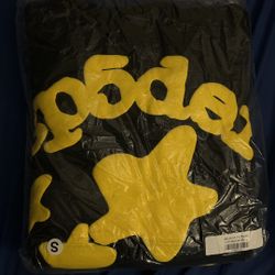 yellow and black sp5der hoodie 