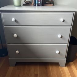 Small Grey Dresser, Excellent Condition With New Paint And Hardware.