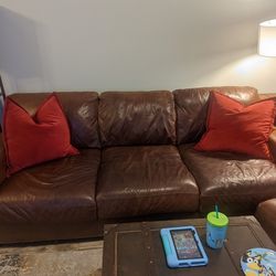 Leather Sofa And Ottoman 
