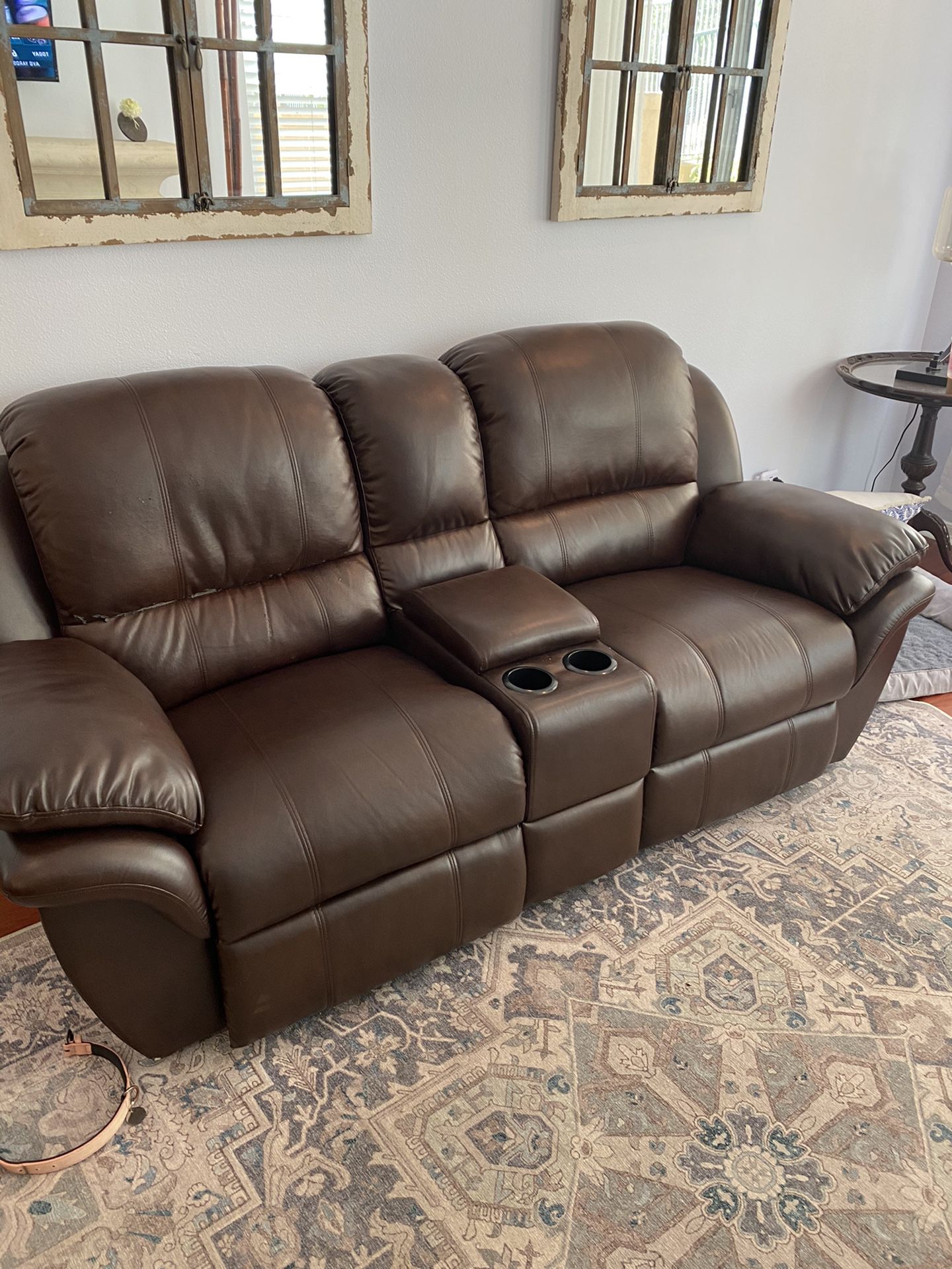 Couch with two recliners.