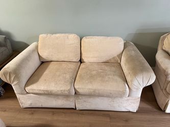 Cream Fabric 2-Seater Loveseat Sofa
