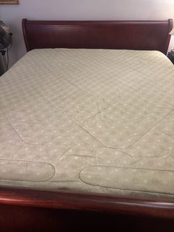 Cherry Wood Sleigh Cal King Bed Frame