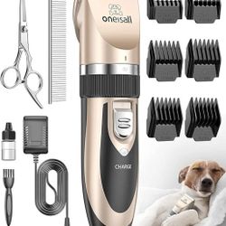 oneisall Dog Clipper Low Noise, Dog Grooming Kit with Rechargeable, Pet Shaver