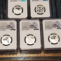 2019-S First .999 Fine Silver Quarter Set! PF70 UC!!