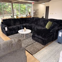 Fluffy Corduroy Sectional (Delivery Available)