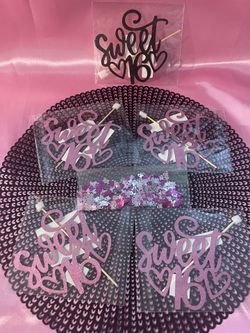 💗Sweet 16” On A Stick & # 16 Festive Confetti