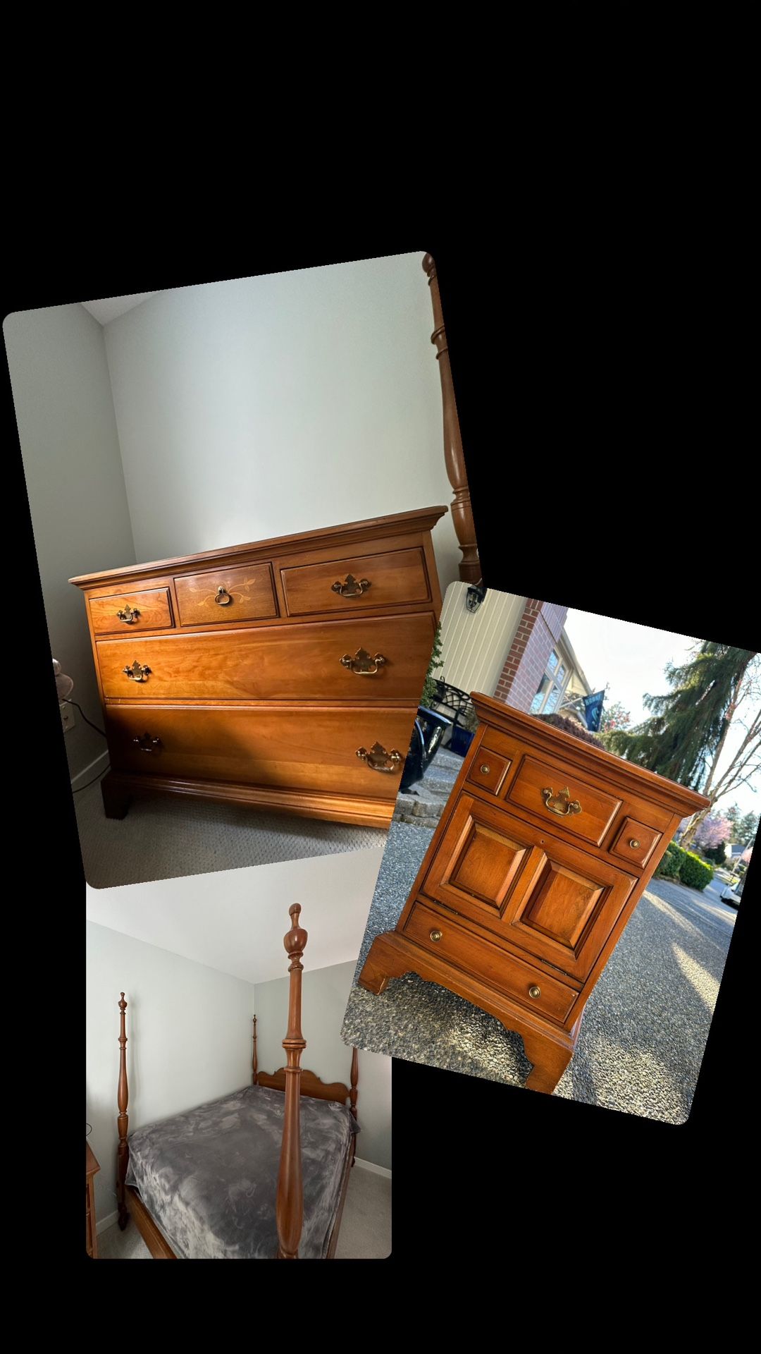 Antique Bed Set 1960s Davis Cabinet Co Burnished Cherry 