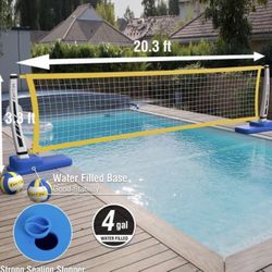 Pool Volleyball Net Set with Base, Volleyball Net for Inground Pools, Pool Games Toys for Kids and A