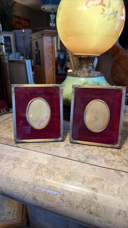 Antique red velvet portrait, gold frames