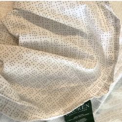 Lauren Ralph Lauren Farmhouse Queen Flat Sheet Neutral Shade Tiny Dot Flowers