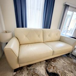 Myia 82" Tufted Back Leather Sofa + Love Seat