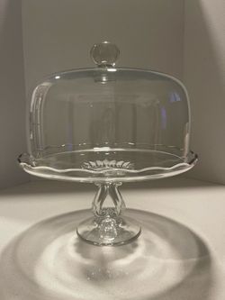 Cake stand with glass dome