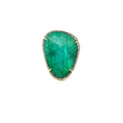 Lady’s Green Stone And Gold Ring 14k
