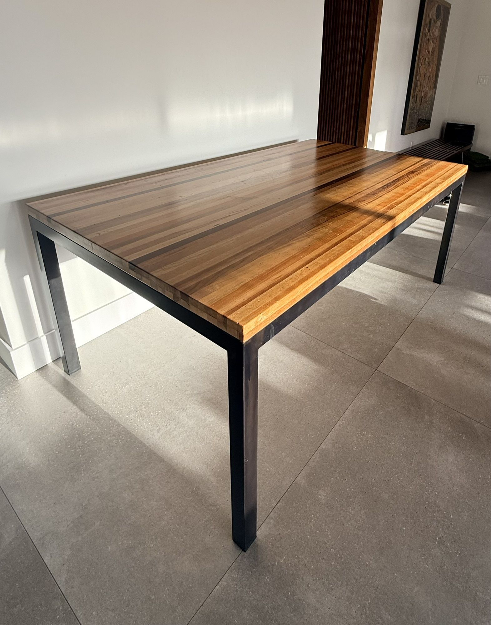 Crate & Barrel Solid Wood/Steel Parsons Dining Table