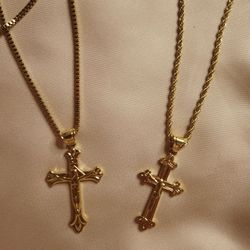 18k Gold plated charm cute trendy classic Jesus cross necklace