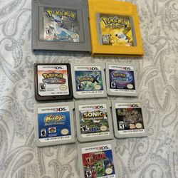 Nintendo Gameboy 3ds game lot bundle pokemon silver yellow white 2 X kirby planet zelda sonic 