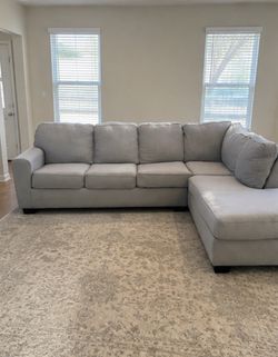 Gray Fabric L-Shaped Sectional Sofa