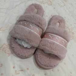 Pink Puma Furry Sandals 
