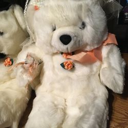 Pair Of Plush Wedding Bears Bride And Groom Triwef Corp 