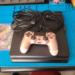 Working Ps4 With Wires Controller And 1 Sealed Game