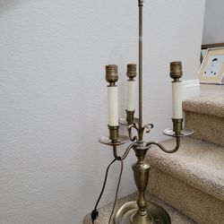 Antique Triple Arm Brass Candelabra Lamp Rembrandt 