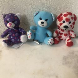 Lot Of 3 Build A Bear Workshop Happy Meal Stuffed Animals.  Preowned Never Played With.  