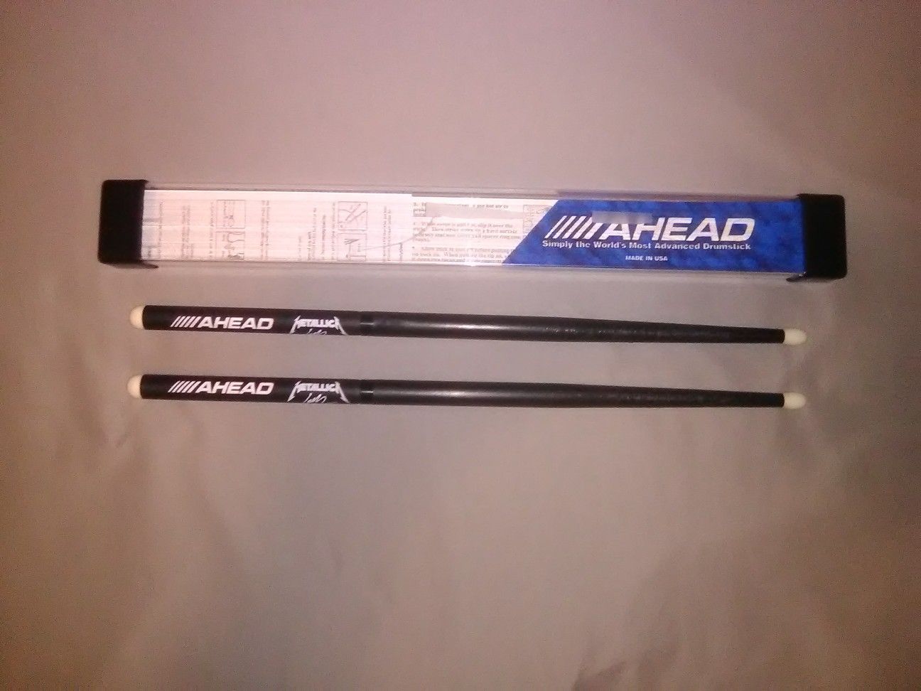 Lars Ulrich signature drum sticks. METALLICA. Original. 1st generation. AHEAD percussion. Made in USA