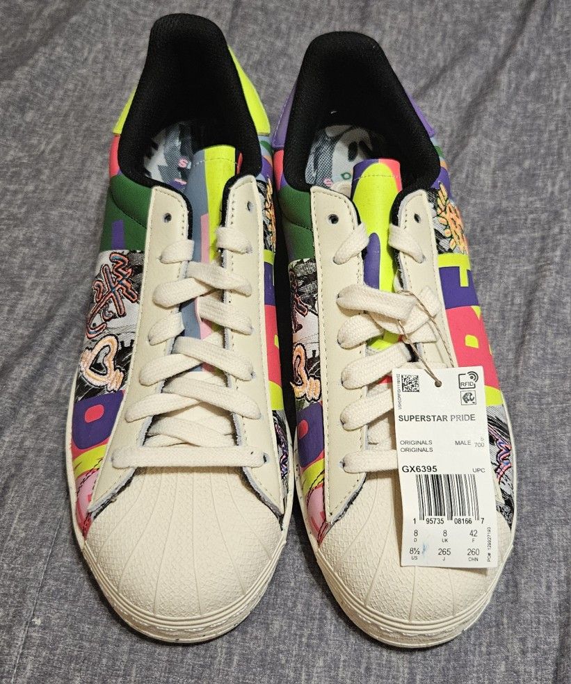 NWT Adidas Superstar x Kris Andrew Small Pride Shoes, Men's Size 8.5