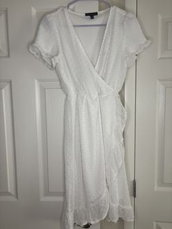 Adorable White Dress With Dot Detailing🤍