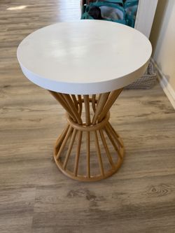 Rattan side table white