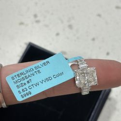 Moissanite Earrings & Engagement Ring 
