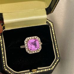 14K PINK SAPPHIRE DIAMOND RING 