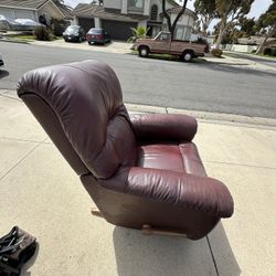 Deep Red Purple Comfy Leather Recliner Arm Chair