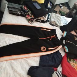 Large Black Orange and White Hermes Paris Jogger Pants Size XL 