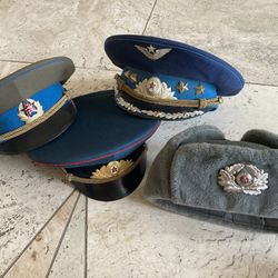 Nice vintage collection lot Russian Soviet communist era military hats caps East German visors army