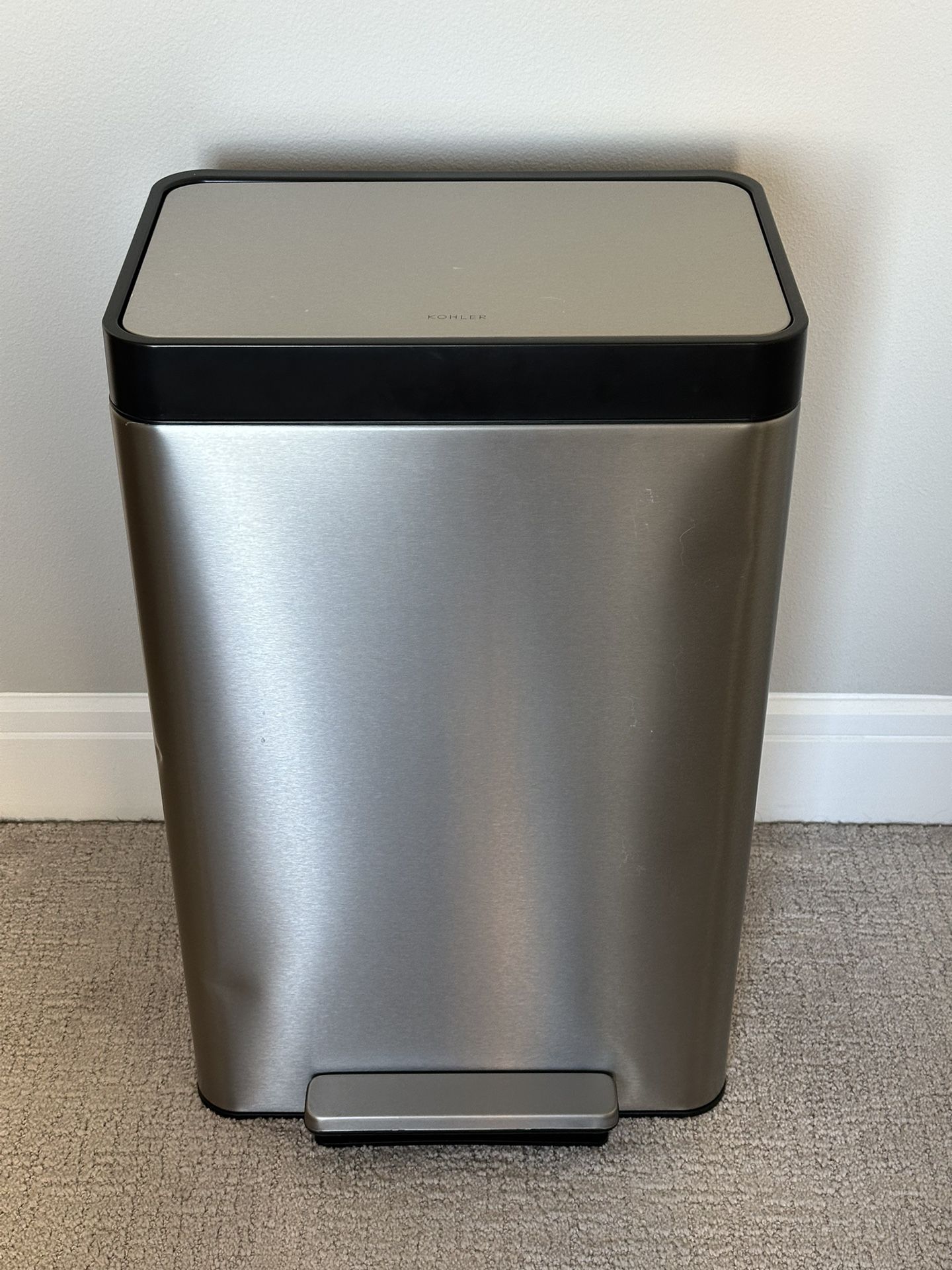 Kohler Hands-Free Recycling Kitchen Step, Trash Can with Foot Pedal, Quiet-Close Lid, 11 Gallon