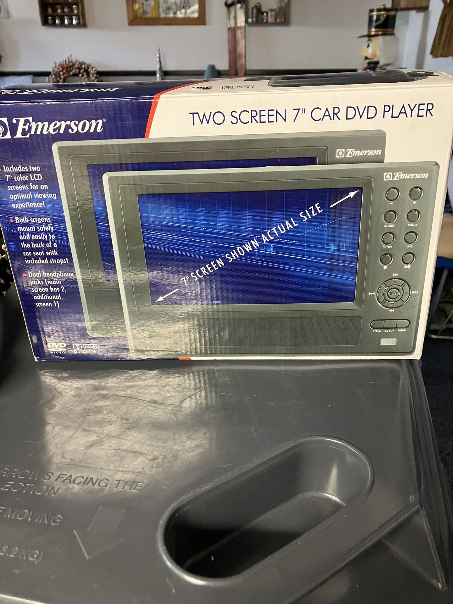 Emerson Two Screen 7” Car DVD Player 