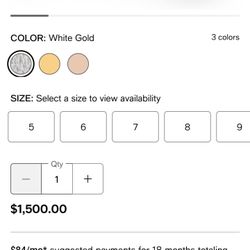 Diamond Ring White Gold 18g Size 5.5