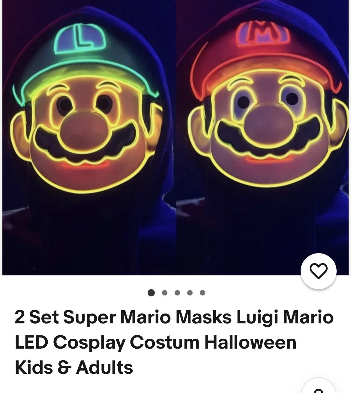 Mario Y Luigi Mascara Con Luces 