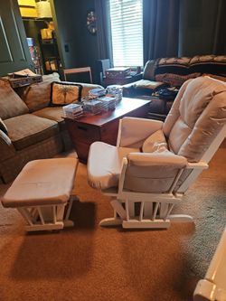 Glider rocker with matching ottoman