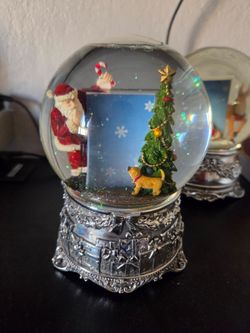 Christmas Snow Globe with Santa and Dog