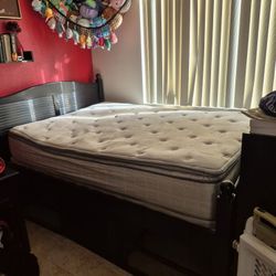 Full Size Black Wood Storage Bed $75