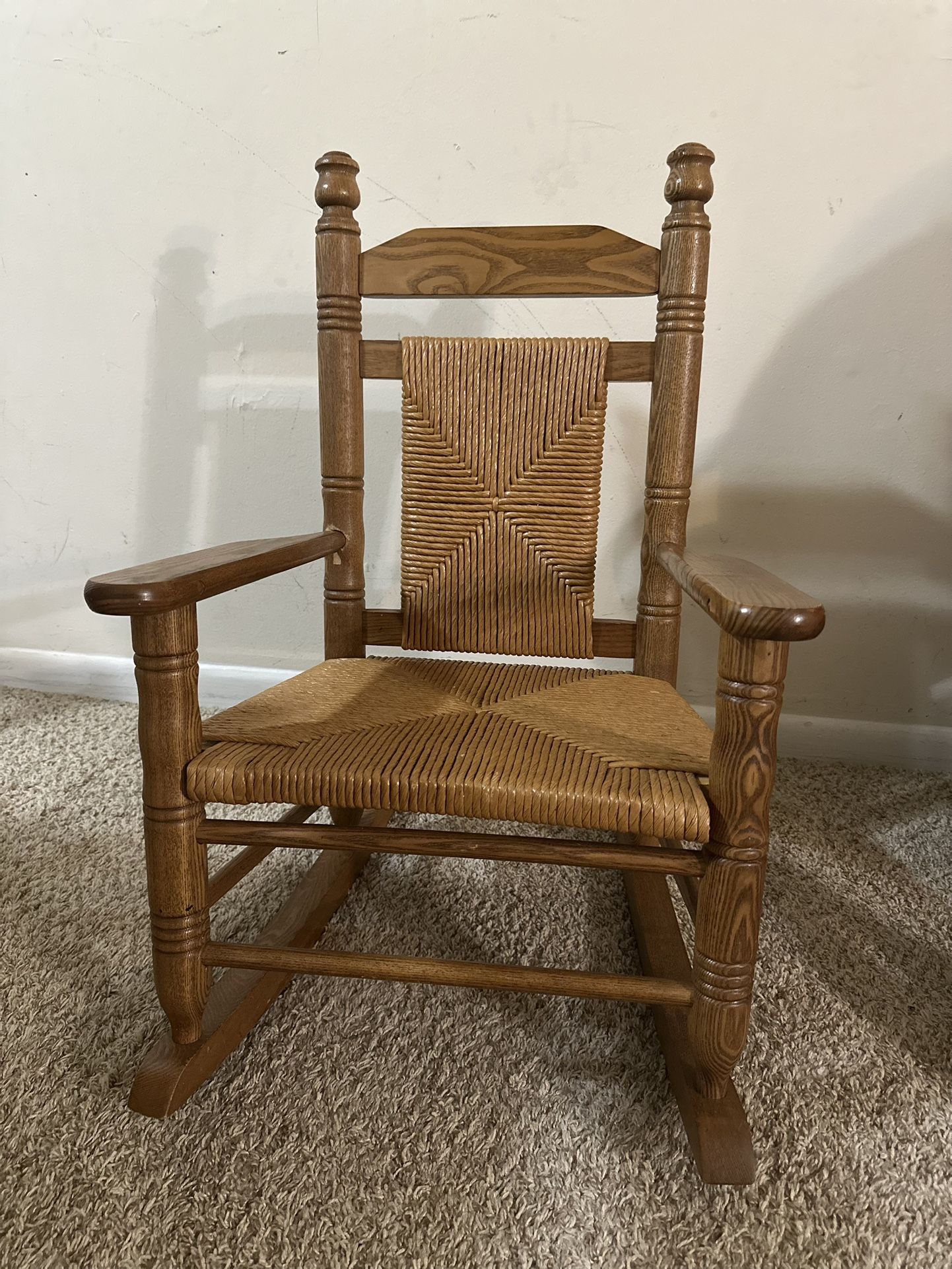 Cracker Barrel Hardwood Woven Child Rocking Chair