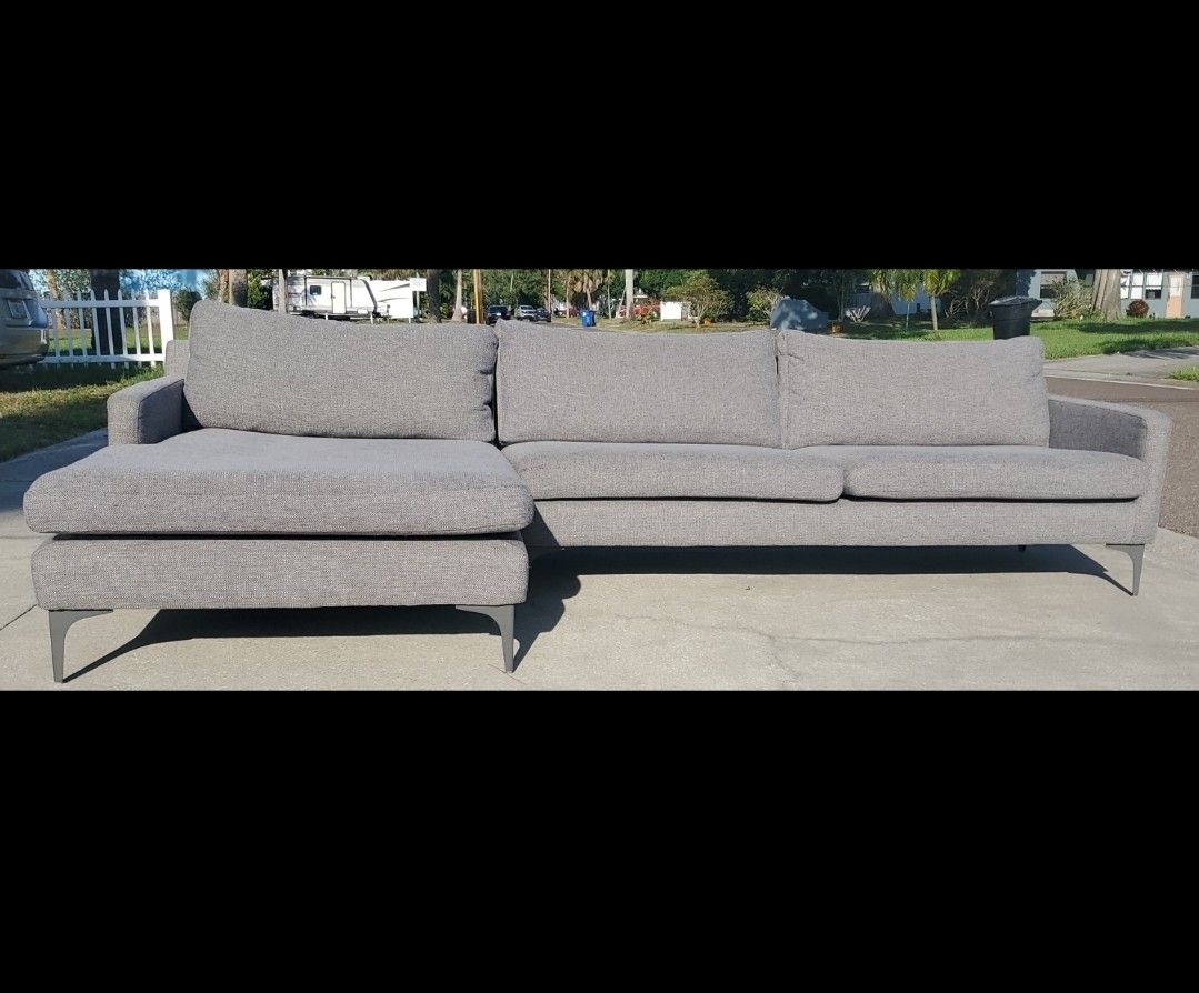 SOFACOMPANY Astha Sectional Sofa 3-Seat Grey