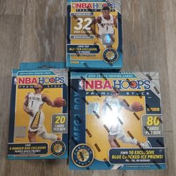 2019-20 NBA Hoops Premium Stock Basketball Mega Box, Blaster, and Hanger -LOT(3)
