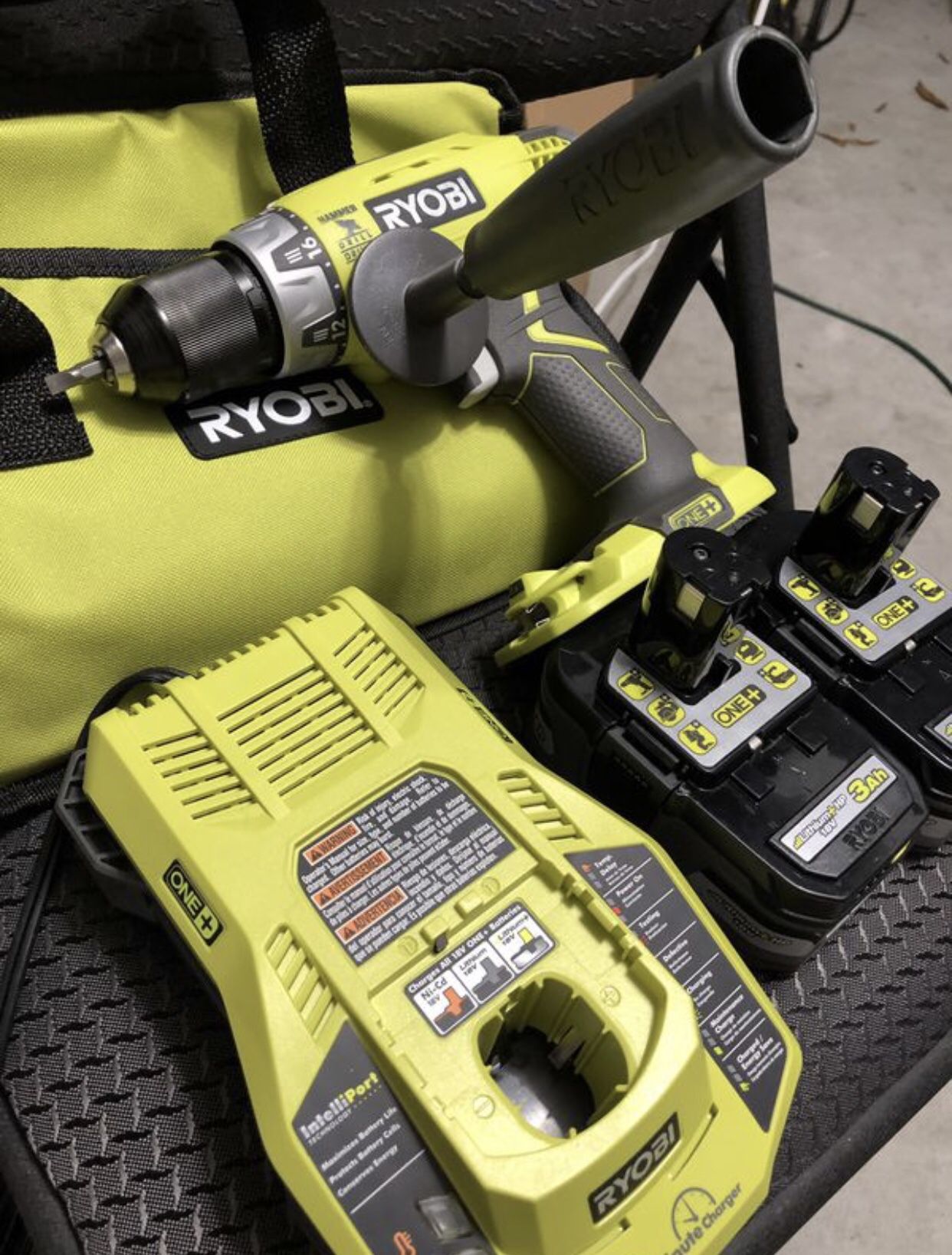 Ryobi Hammer Drill 2 Lithium 3 Ah Battery and Charger