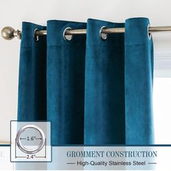 PLEASANT BOULEVARD Velvet Curtains [2 Panels] Heavy Blackout Window Drapes with Grommet, Thermal Insulated Darkening Curtains for Living Room, Bedroom