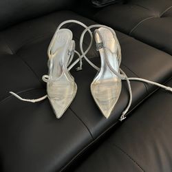 Silver strap Heels