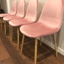 Blush Pink Velvet Dining Chair