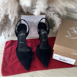 Astrid Sling 100 Christian Louboutin Black Suede material size 39